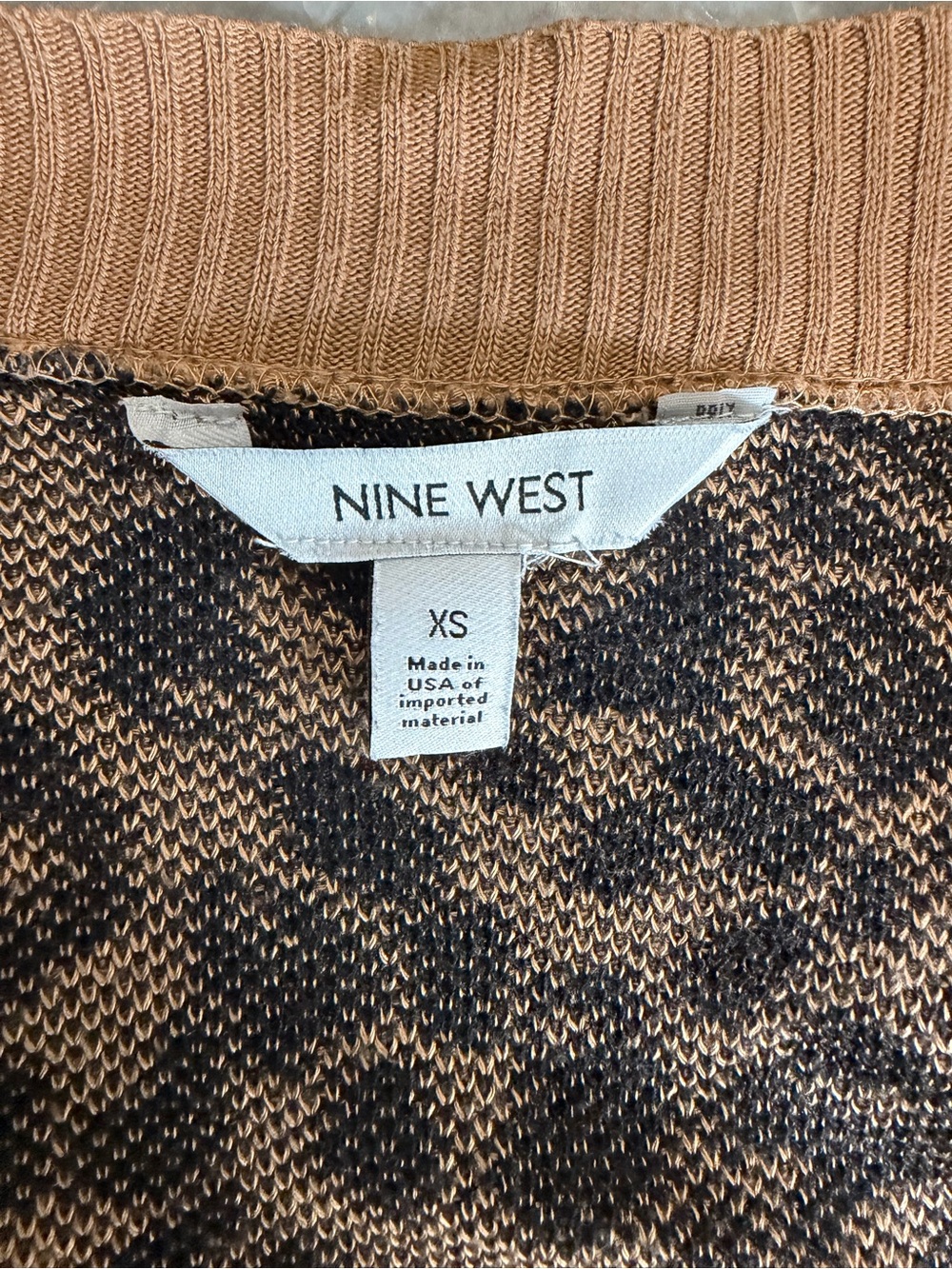 Nine West Leopard Print Open Front Long Cardigan Sweater Tan Black Women’s XS - Picture 5 of 5
